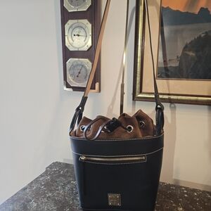 Dooney & Bourke Black and Brown Shoulder Bag